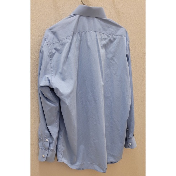 Ike Behar Shirt Mens L 16. 34 Blue 100% Cotton Button Up Long Slee E - Picture 6 of 6